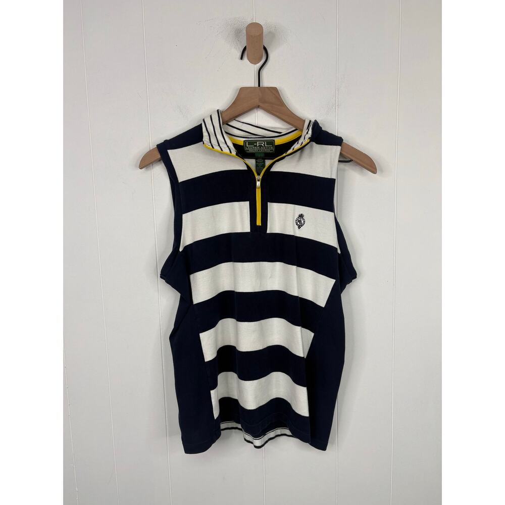 ✨2/$30✨ Vintage Lauren Ralph Lauren 90s Stripe Sleeveless Rugby Top Large